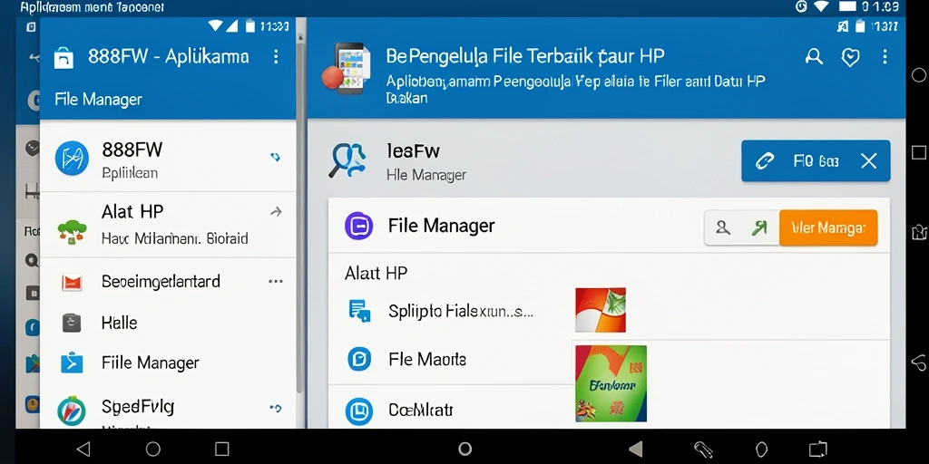 Screenshot aplikasi 888FW menampilkan antarmuka File Manager yang sederhana dan intuitif.