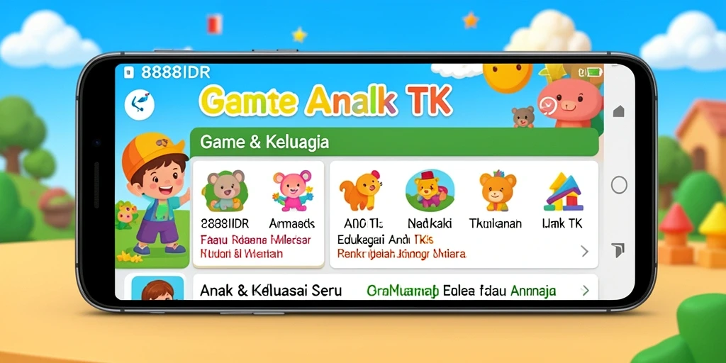 Tampilan antarmuka 888IDR yang ceria dan interaktif bagi anak-anak.