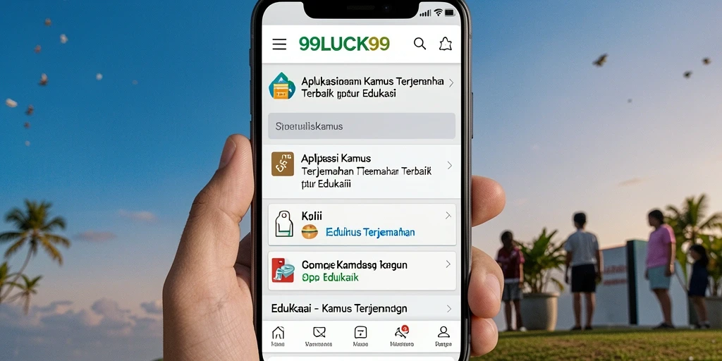 Antarmuka utama aplikasi Kamus Terjemahan 99LUCK99 yang ramah pengguna.