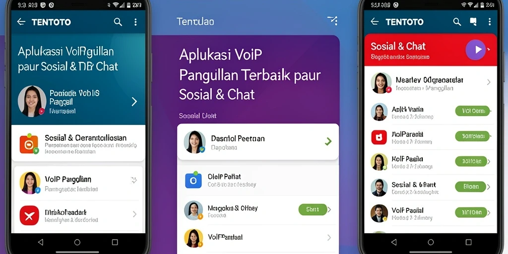Antarmuka TENTOTO yang sederhana dan modern dengan fitur VoIP Panggilan.