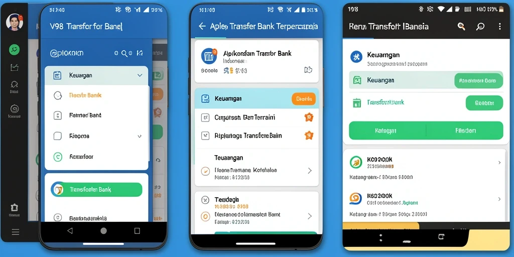 Antarmuka aplikasi V98 yang user-friendly untuk transfer bank.